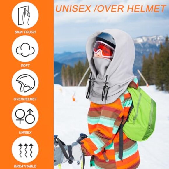 Wool Over Helmet Balaclava Windproof Ski Mask Adjustable Fit Winter Sports main image 5